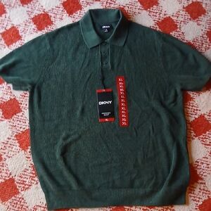 Mens Xl DKNY Green Polo Shirt